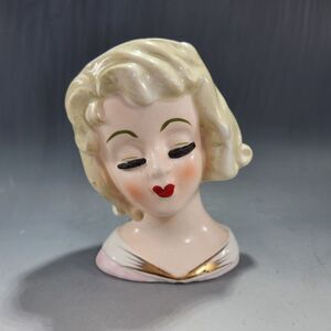 Glamour Girl Head Vase Nippon Yoko Boeki Marilyn Monroe Lady Eyelashes VTG Japan